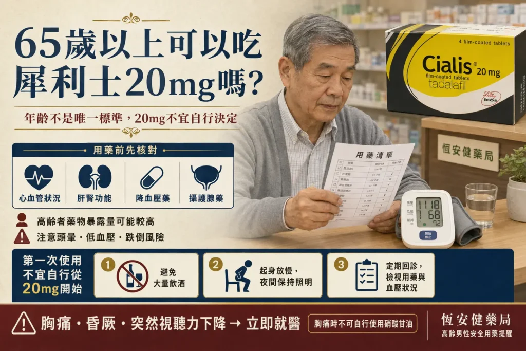 65歲以上可以吃犀利士20mg嗎？高齡男性劑量安全用藥指南