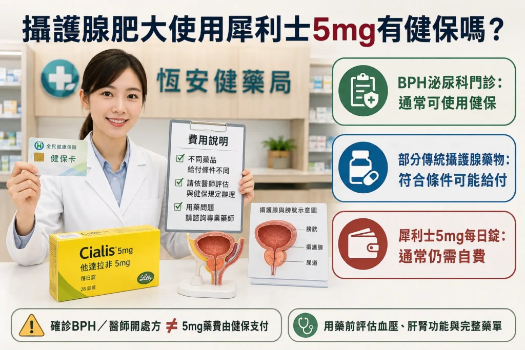 攝護腺肥大使用犀利士5mg有健保嗎?BPH門診費用差異解析