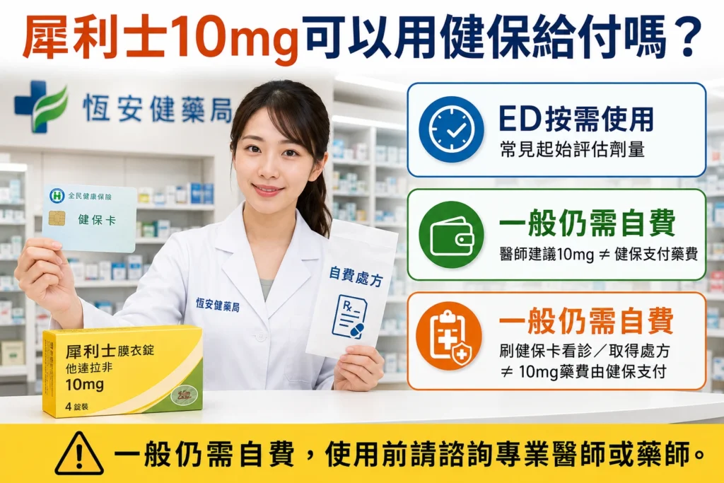 犀利士10mg可以用健保給付嗎?按需使用、處方與自費價格說明