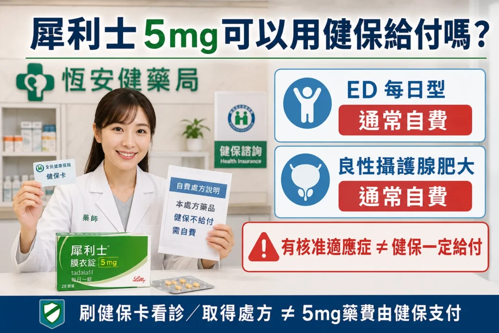 犀利士5mg可以用健保給付嗎?每日錠、攝護腺肥大與自費費用說明