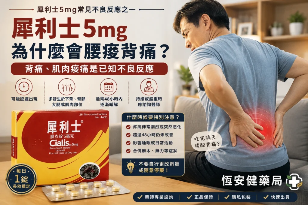 犀利士5mg吃了為什麼會腰痠背痛？肌肉痠痛多久會消失與處理方式