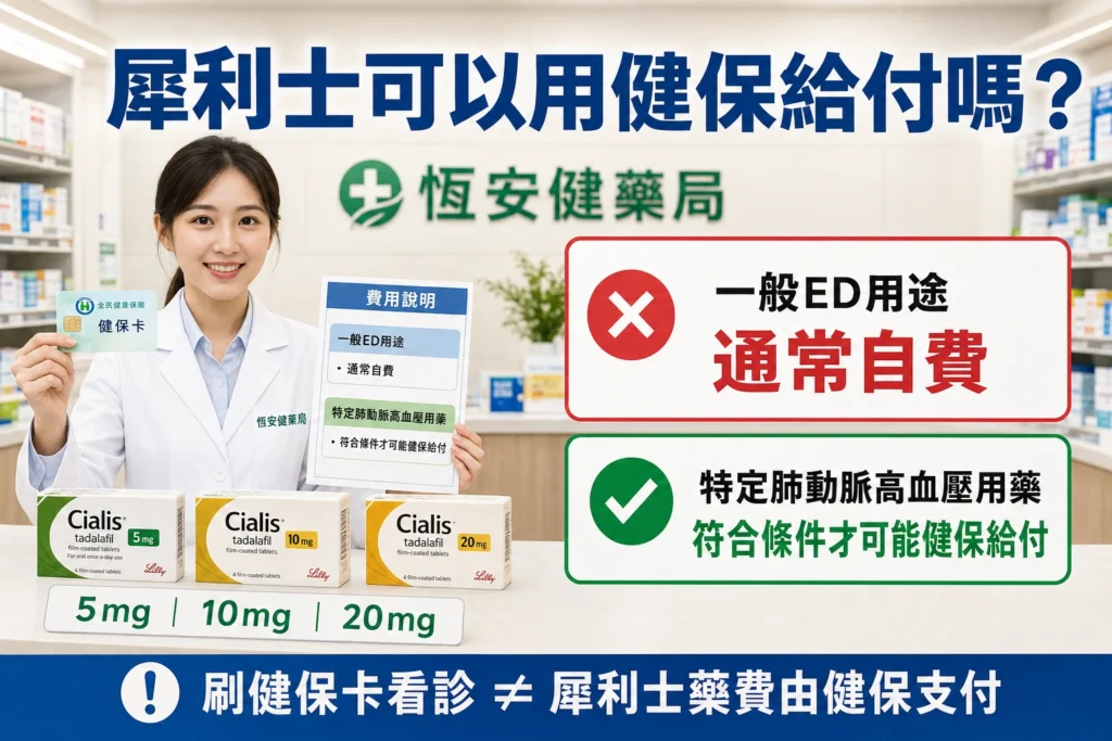 犀利士可以用健保給付嗎?台灣處方、自費與例外適應症完整說明