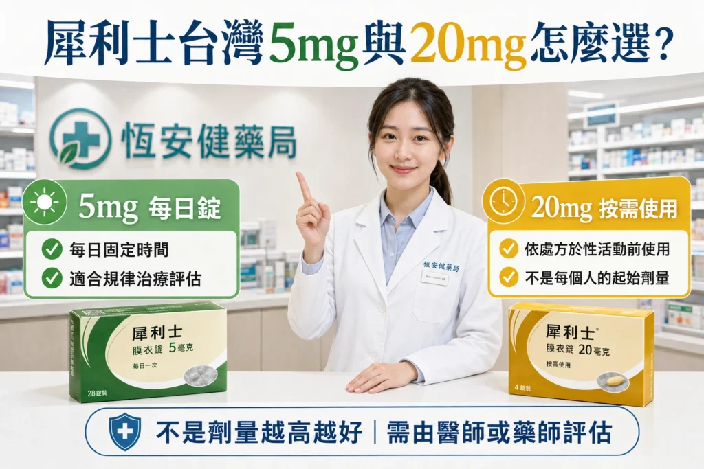 犀利士台灣5mg與20mg怎麼選？每日錠、按需使用與劑量差異