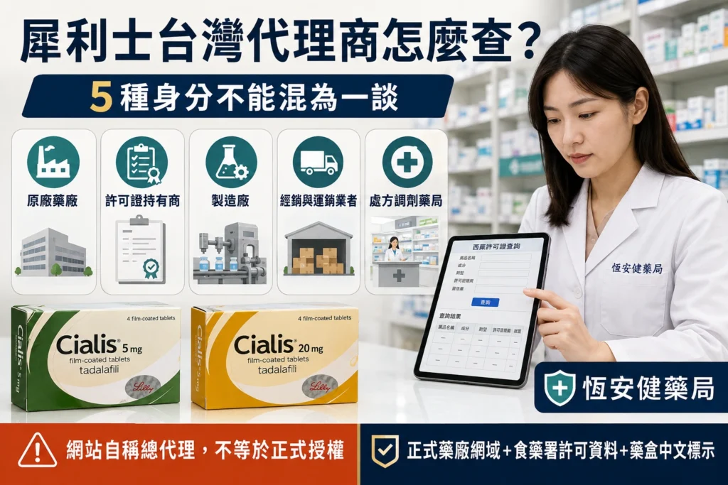 犀利士台灣代理商怎麼查？原廠、許可證持有商與網站身分辨認