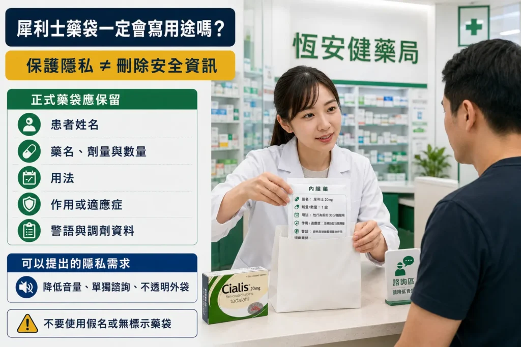 犀利士藥袋一定會寫用途嗎?姓名、適應症與領藥隱私保護指南