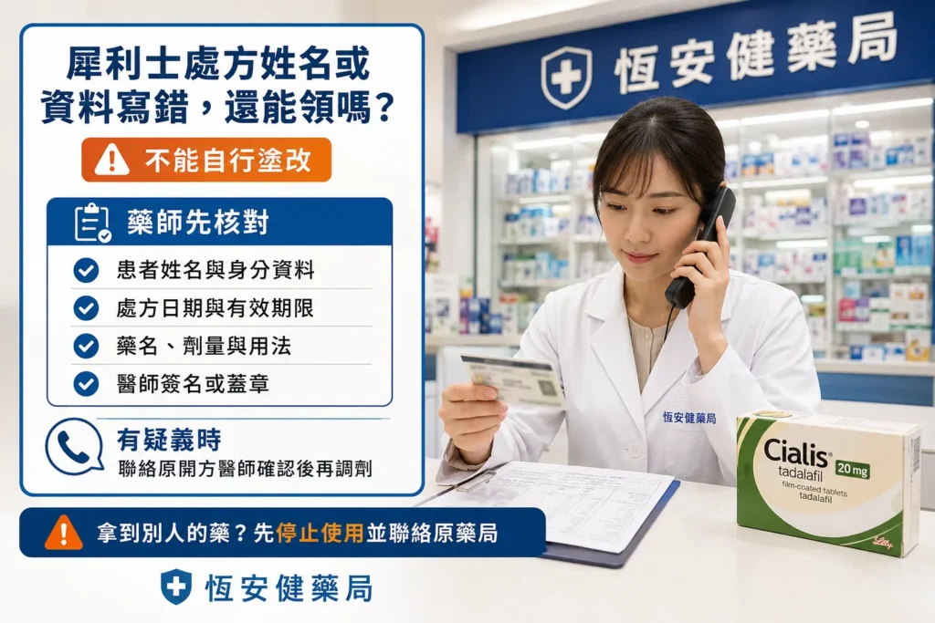 犀利士處方姓名或資料寫錯還能領嗎?處方更正與身分核對指南