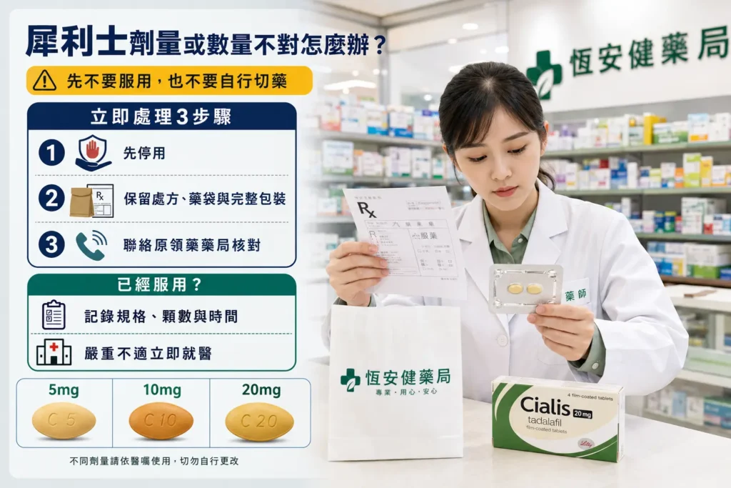 犀利士領藥後發現劑量或數量不對怎麼辦?藥袋核對與處理步驟