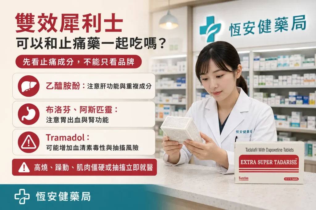 雙效犀利士可以和止痛藥一起吃嗎?布洛芬與普拿疼風險解析