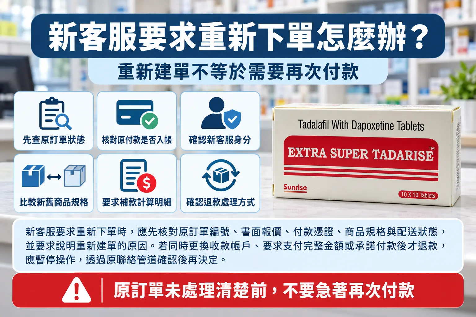新客服要求重新下單怎麼辦？超級犀利士付款紀錄核對指南