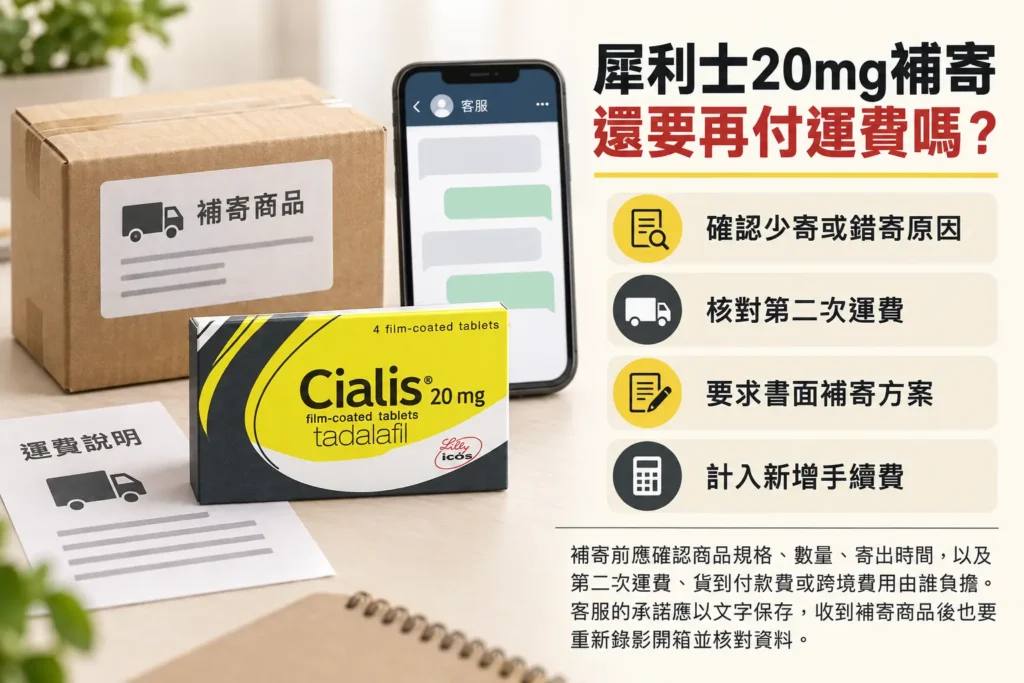 犀利士20mg補寄還要付運費嗎？數量不符後的費用核對方法