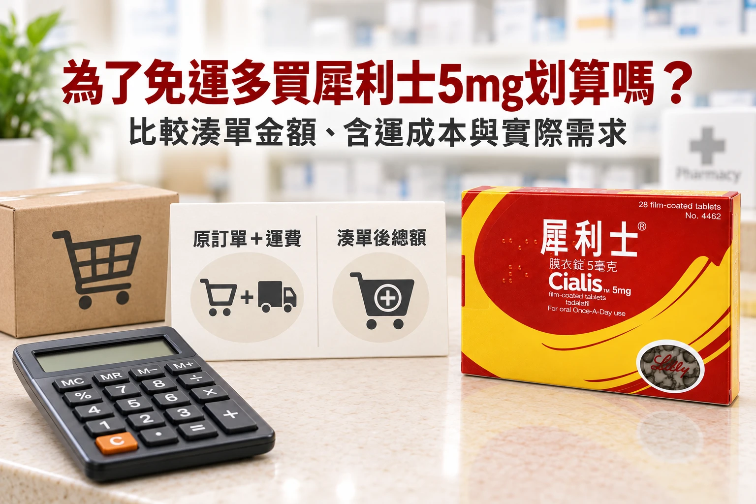 犀利士5mg免運優惠真的省錢嗎？湊單成本與單顆價格比較