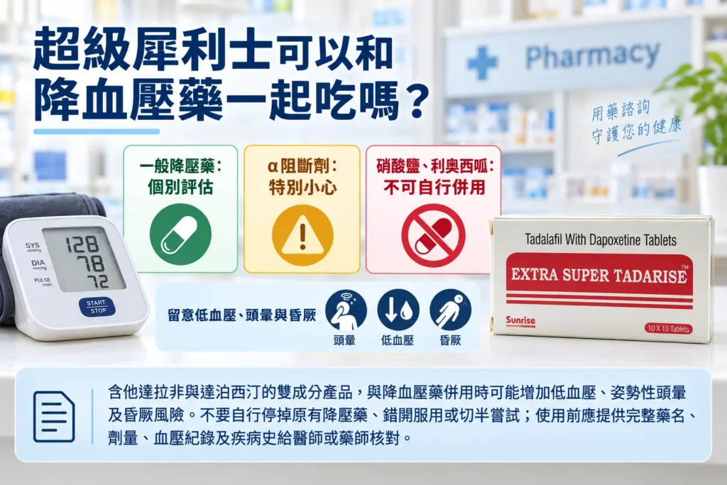 超級犀利士可以和降血壓藥一起吃嗎？低血壓與暈厥風險解析