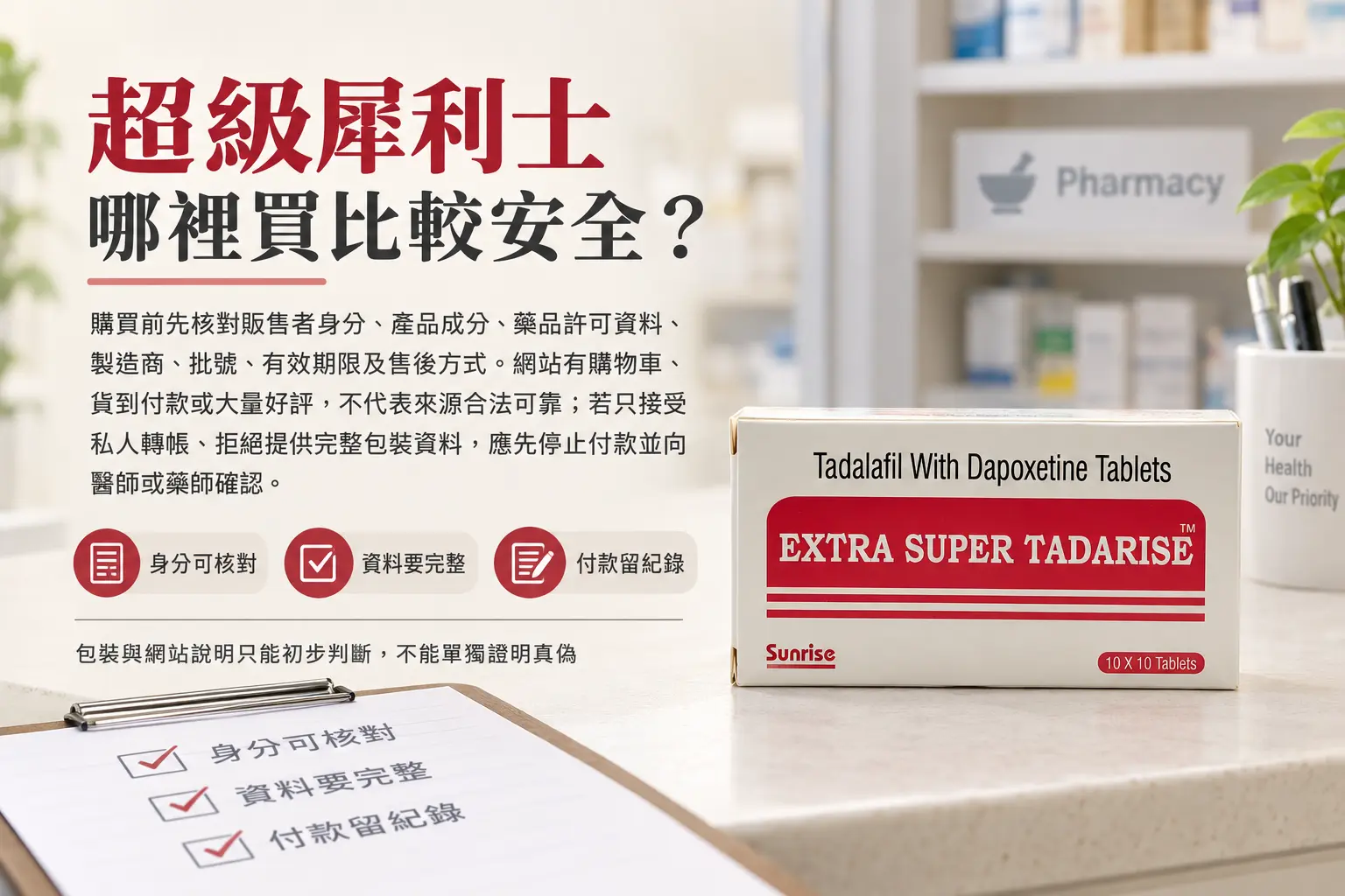 超級犀利士哪裡買比較安全？購買管道、藥局資格與包裝核對指南