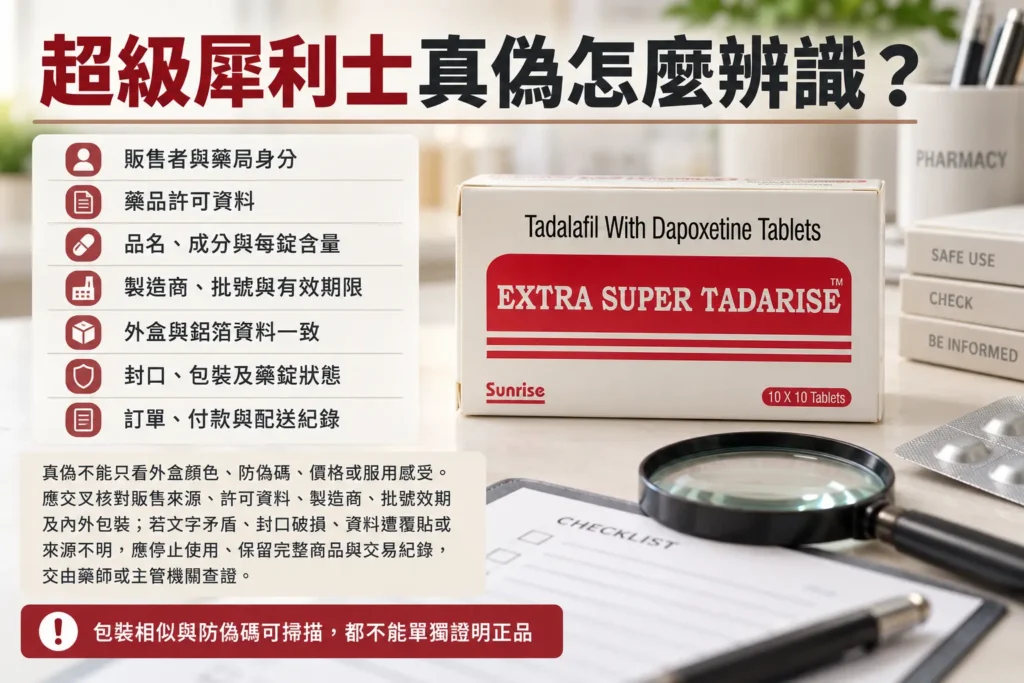 超級犀利士真偽怎麼辨識？包裝、批號、來源與許可資料核對指南