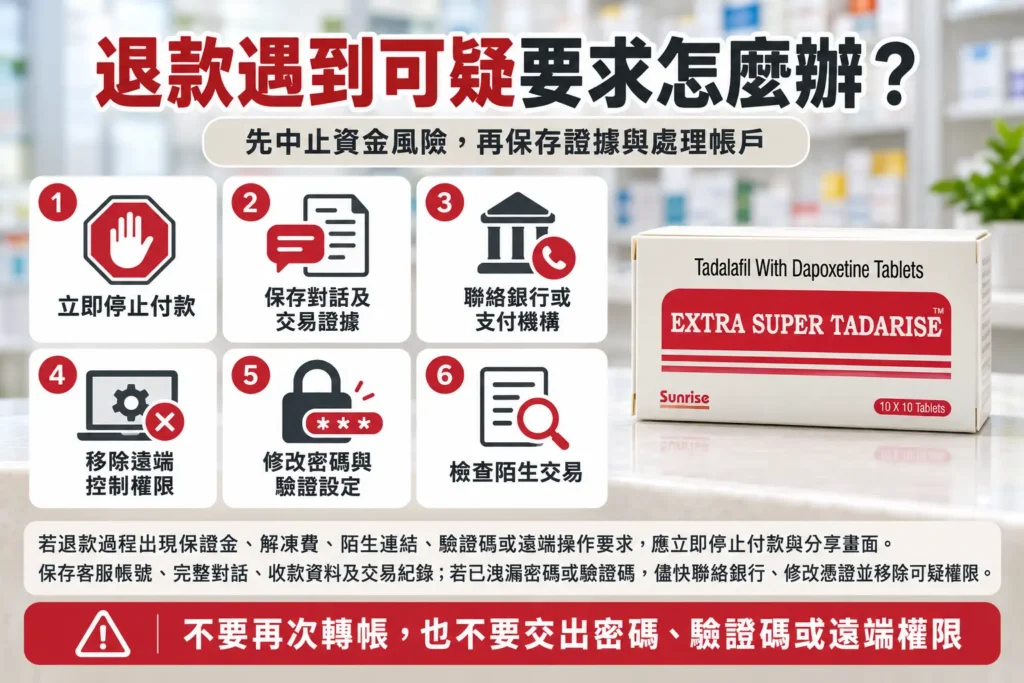 超級犀利士退款遇到可疑要求怎麼辦？保存證據與帳戶處理步驟