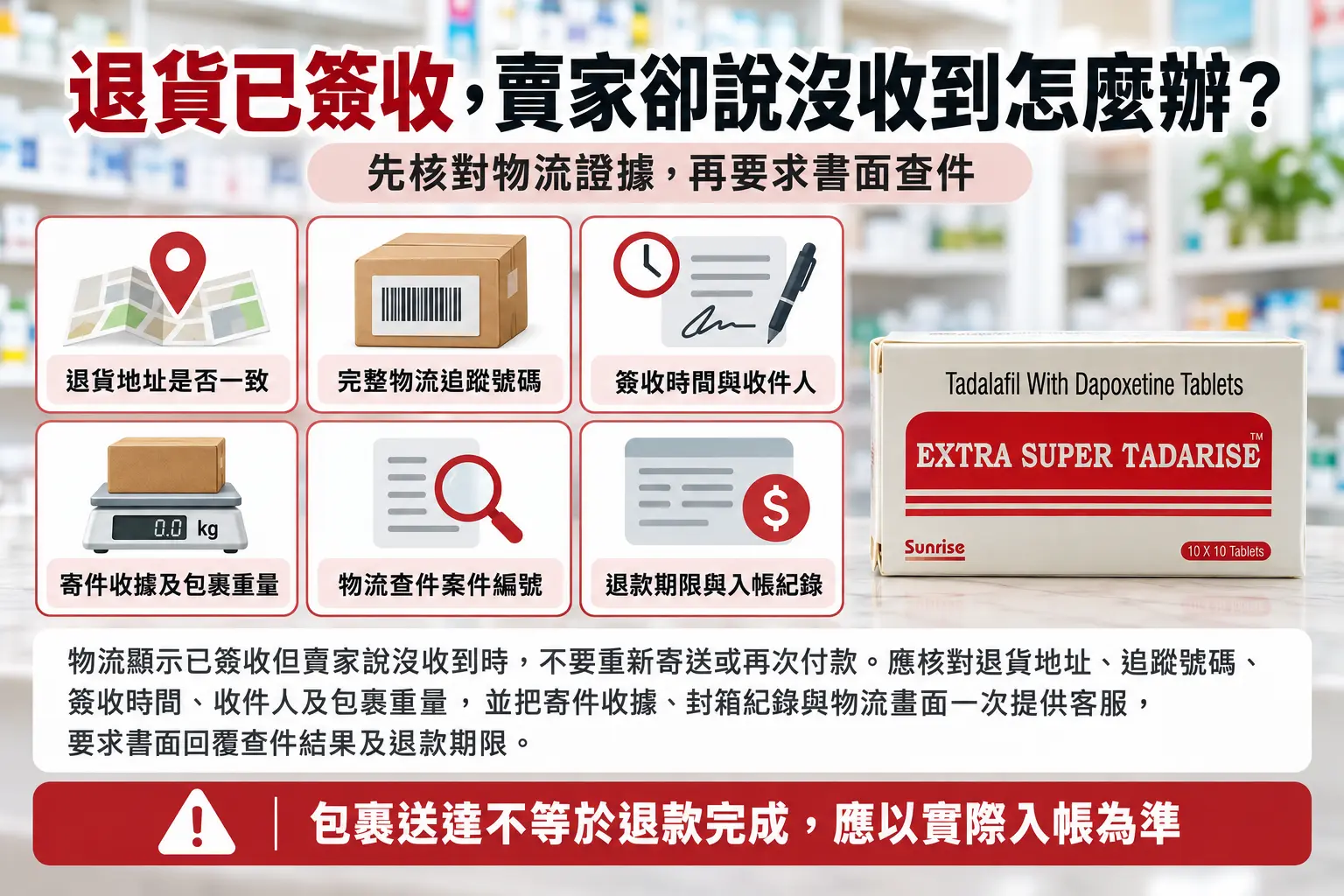 超級犀利士退貨顯示已簽收，賣家卻說沒收到怎麼辦？物流紀錄核對