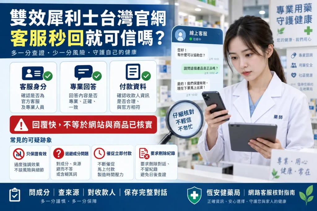 雙效犀利士台灣官網客服秒回就可信嗎？辨識制式話術與催單陷阱