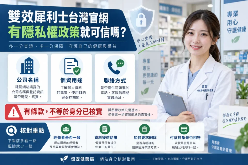雙效犀利士台灣官網有隱私權政策就可信嗎?核對方式