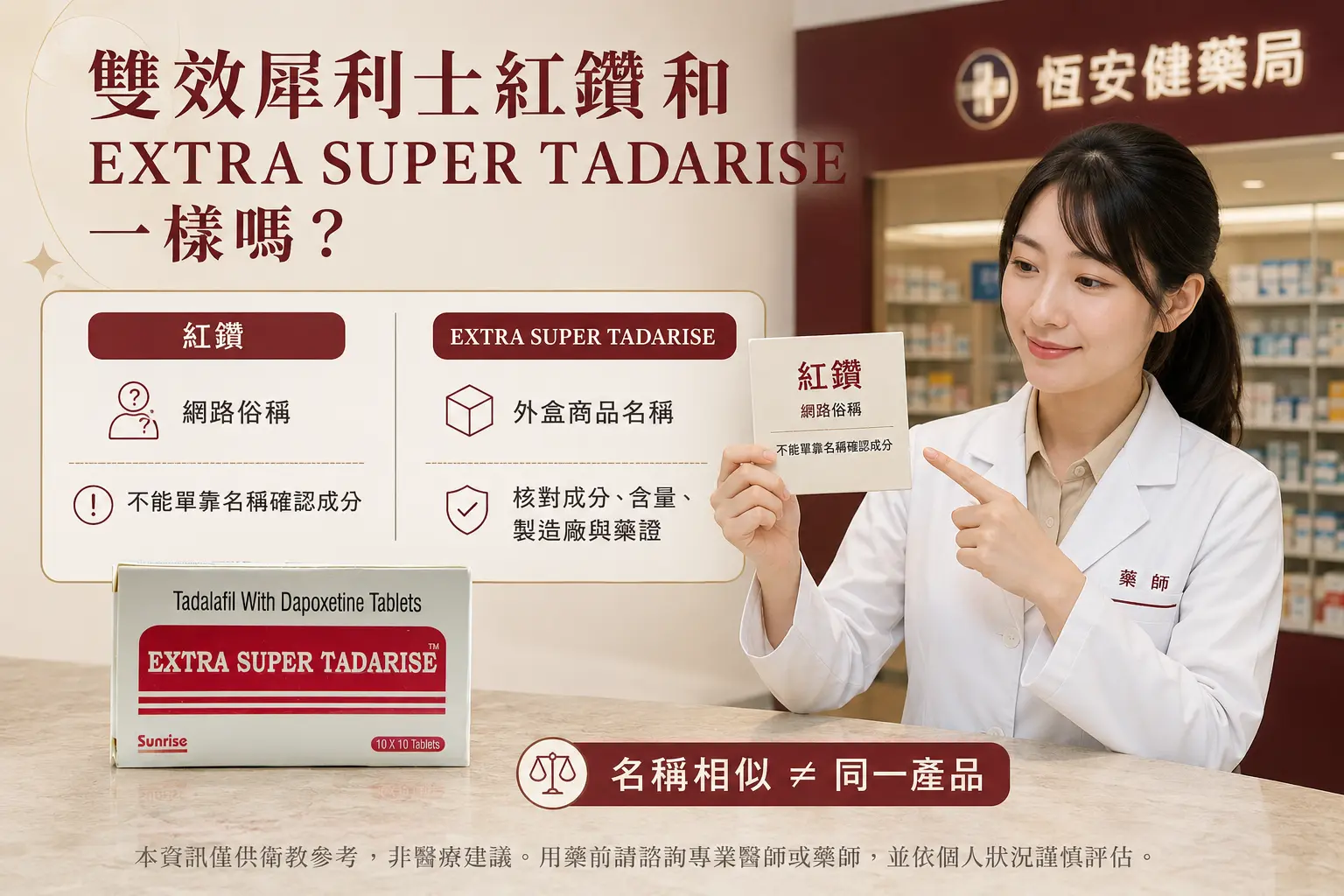 雙效犀利士紅鑽和EXTRA SUPER TADARISE一樣嗎？