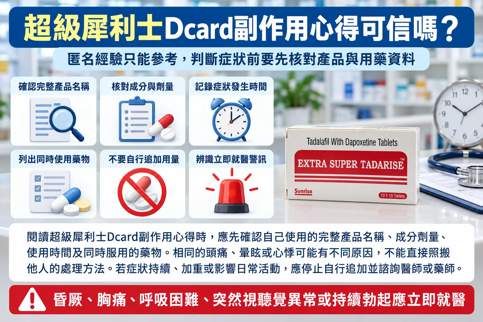超級犀利士Dcard副作用心得可信嗎？症狀時間與就醫警訊整理