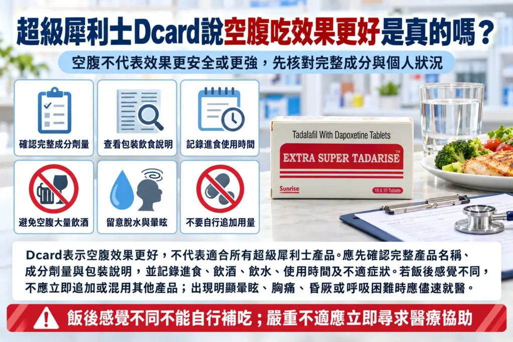 超級犀利士Dcard說空腹吃效果更好是真的嗎?飲食與暈眩風險整理