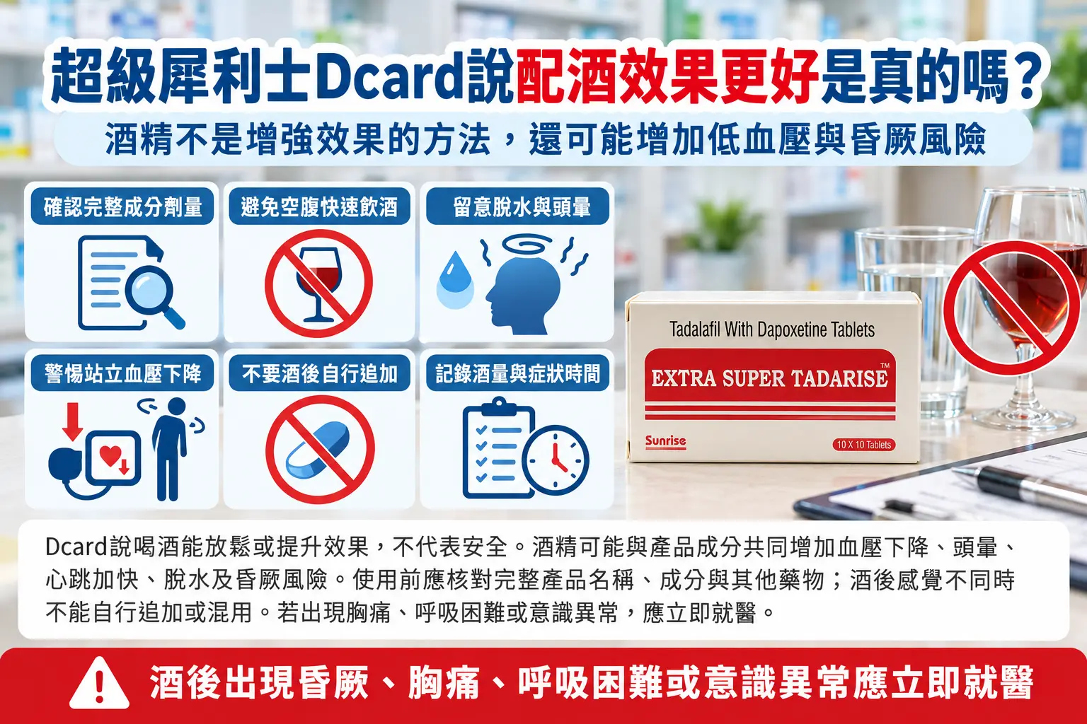 超級犀利士Dcard說配酒效果更好是真的嗎？酒精與低血壓風險整理