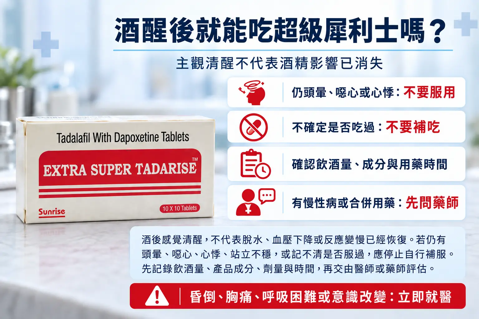 超級犀利士Dcard說酒醒後就能吃嗎？飲酒後補服風險與判斷重點