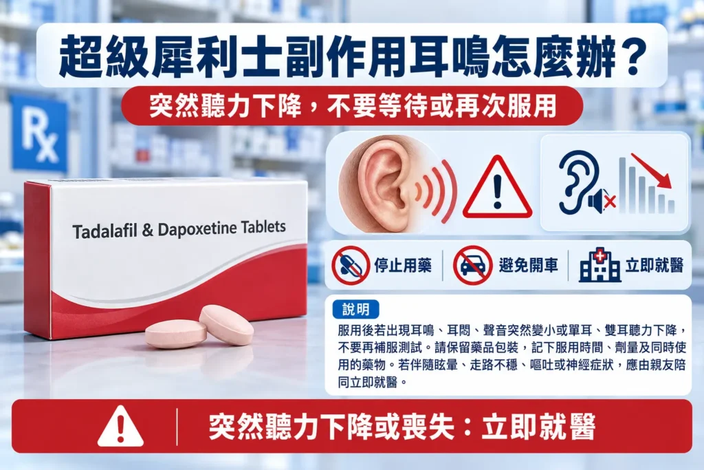 超級犀利士副作用耳鳴怎麼辦?突然聽力下降應立即就醫