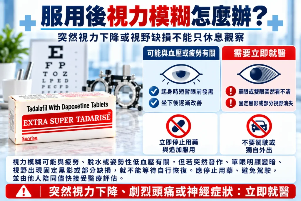 超級犀利士副作用視力模糊怎麼辦?突然視力下降應立即就醫