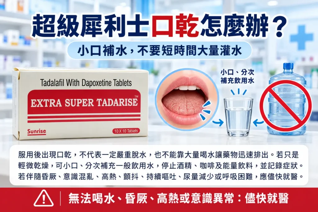 超級犀利士口乾怎麼辦？大量喝水是否真的有幫助
