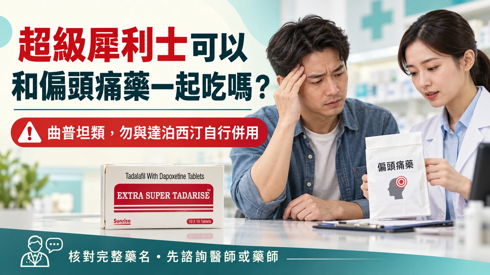 超級犀利士可以和偏頭痛藥一起吃嗎？曲普坦類交互作用與用藥核對