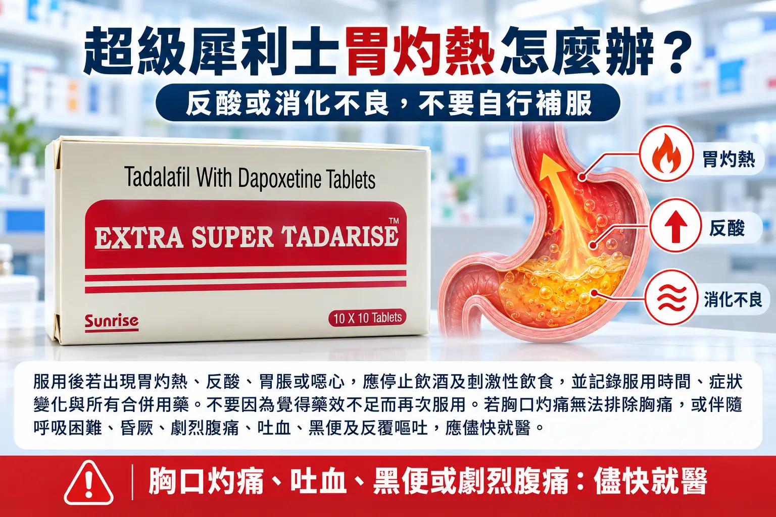 超級犀利士胃灼熱怎麼辦？消化不良、反酸與腹痛的處理方式